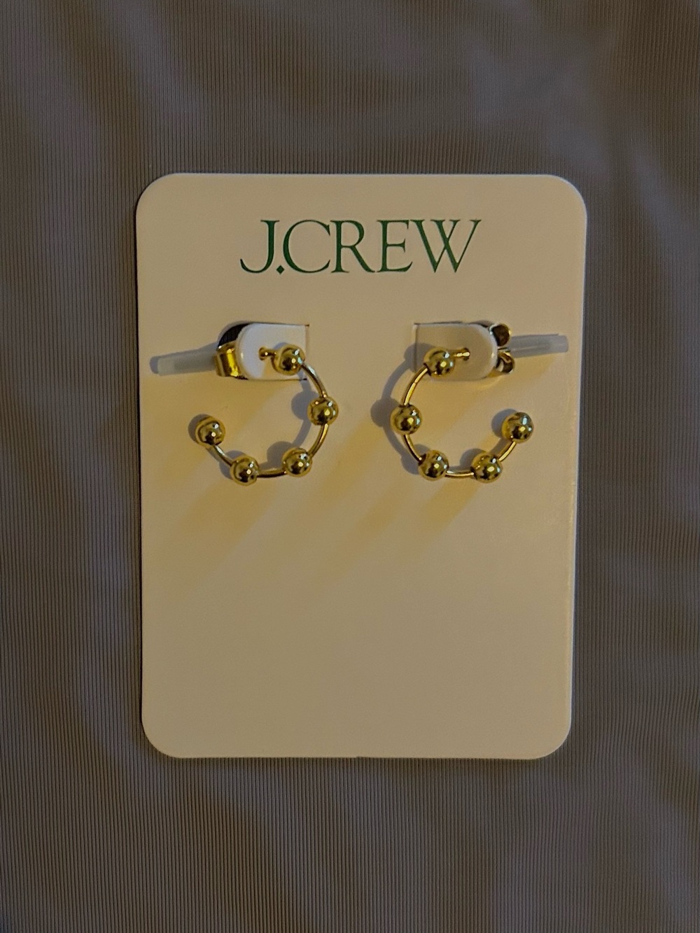 J. Crew Gold Beaded Hoop Earrings